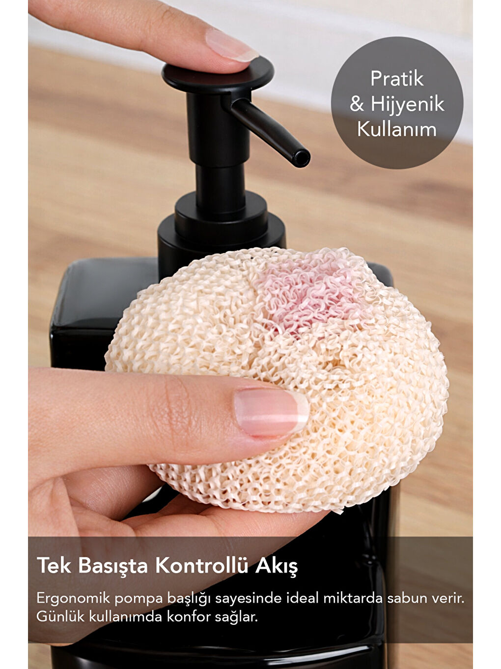 Siyah Süngerlik Bölmeli Sıvı Sabunluk-3