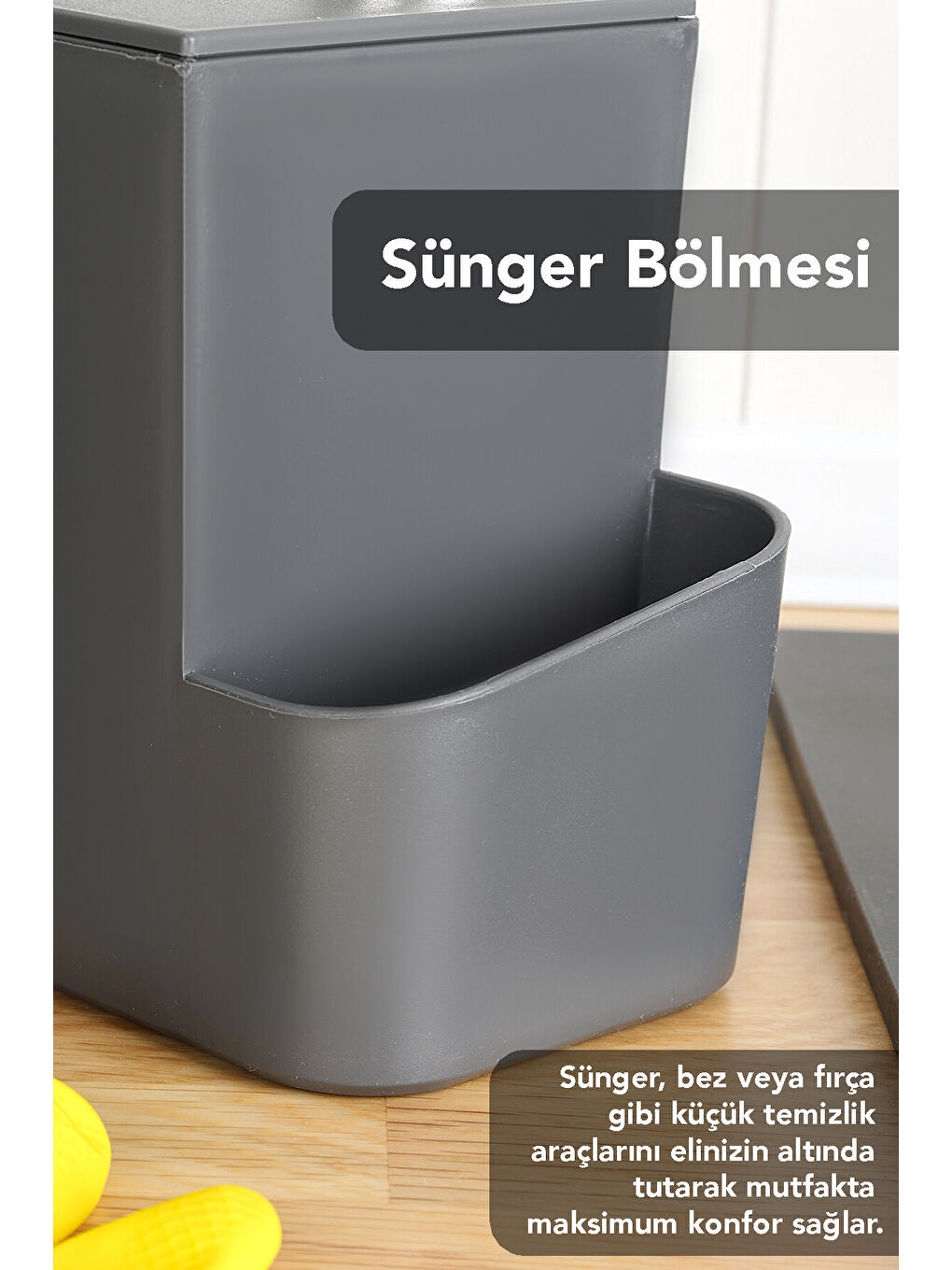 Gri Süngerlik Bölmeli Sıvı Sabunluk-4