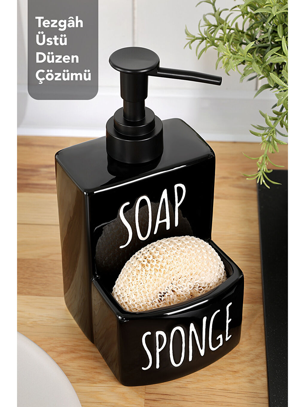 Siyah Süngerlik Bölmeli Sıvı Sabunluk-4
