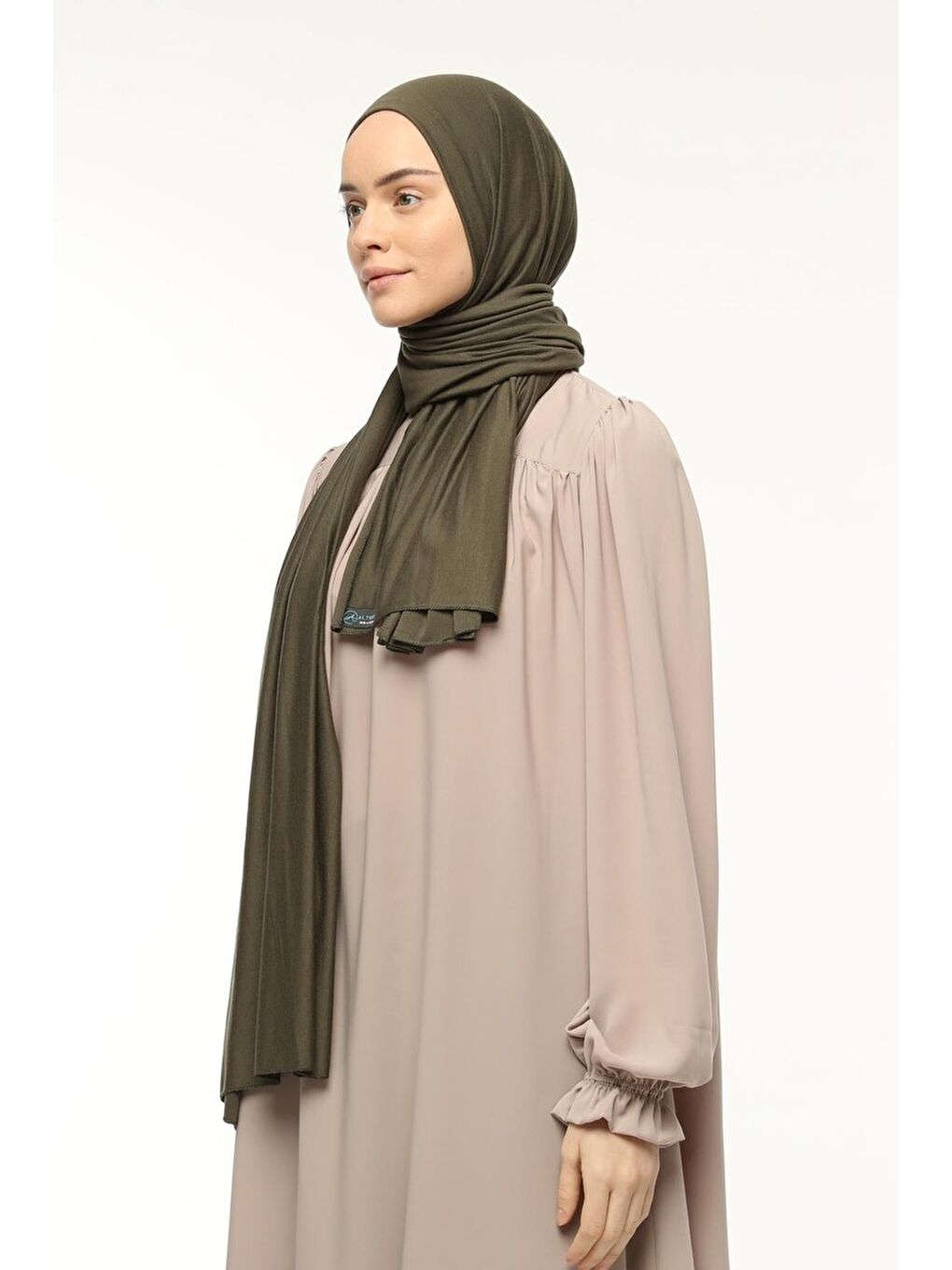 Yeşil Tesettür Düz Penye Şal-1