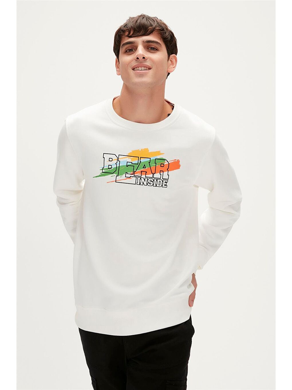 Bad Bear Beyaz Crayon Crewneck Off-White Beyaz  Erkek Sweatshirt