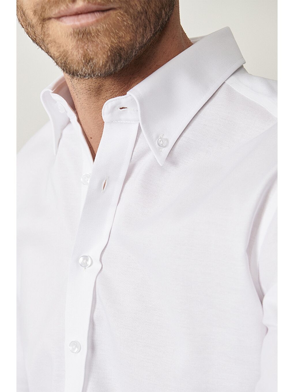 Erkek Beyaz Ütü Gerektirmeyen Non-Iron Tailored Slim Fit Gömlek-3