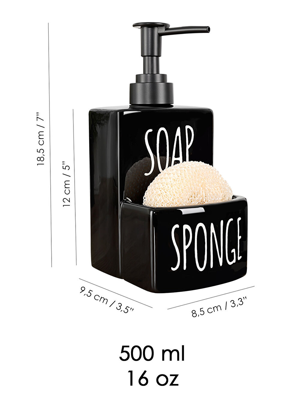 Siyah Süngerlik Bölmeli Sıvı Sabunluk-5