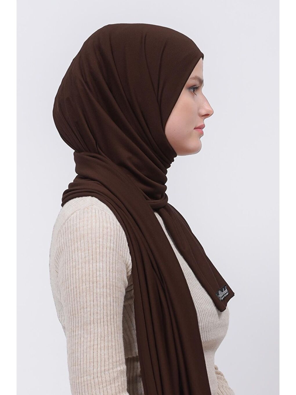 Kahverengi Tesettür Düz Penye Şal-2
