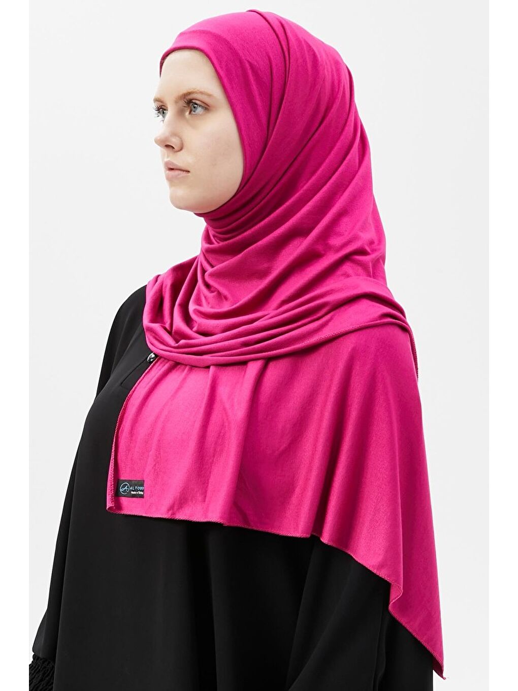 Fuşya Tesettür Düz Penye Şal-1