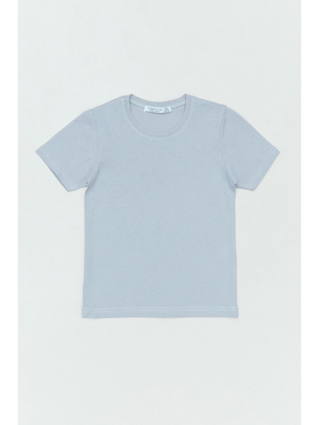 Gri %100 Pamuk Arkası Dinozor Baskılı Erkek Çocuk Tişört