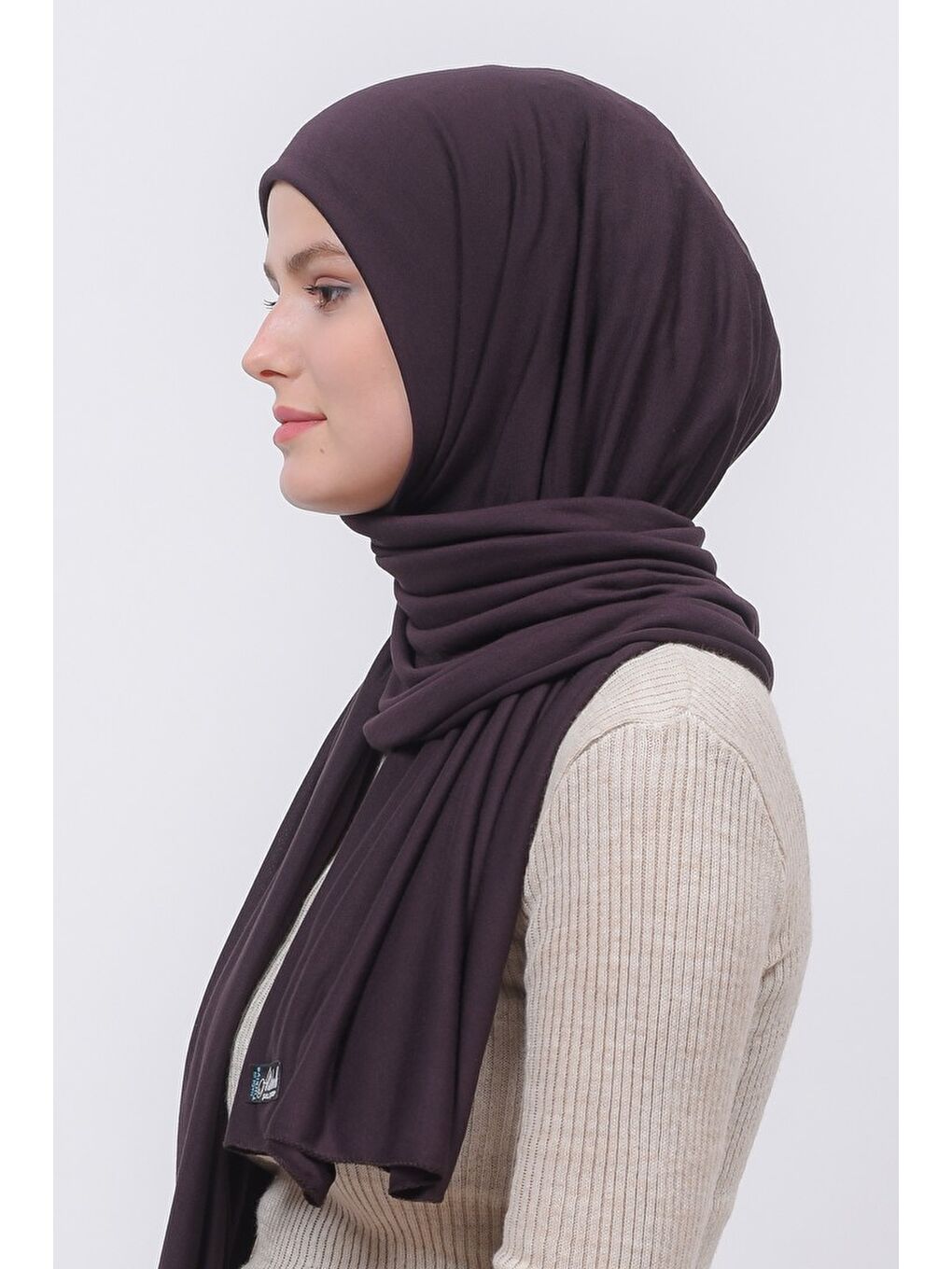 Kahverengi Tesettür Düz Penye Şal-3