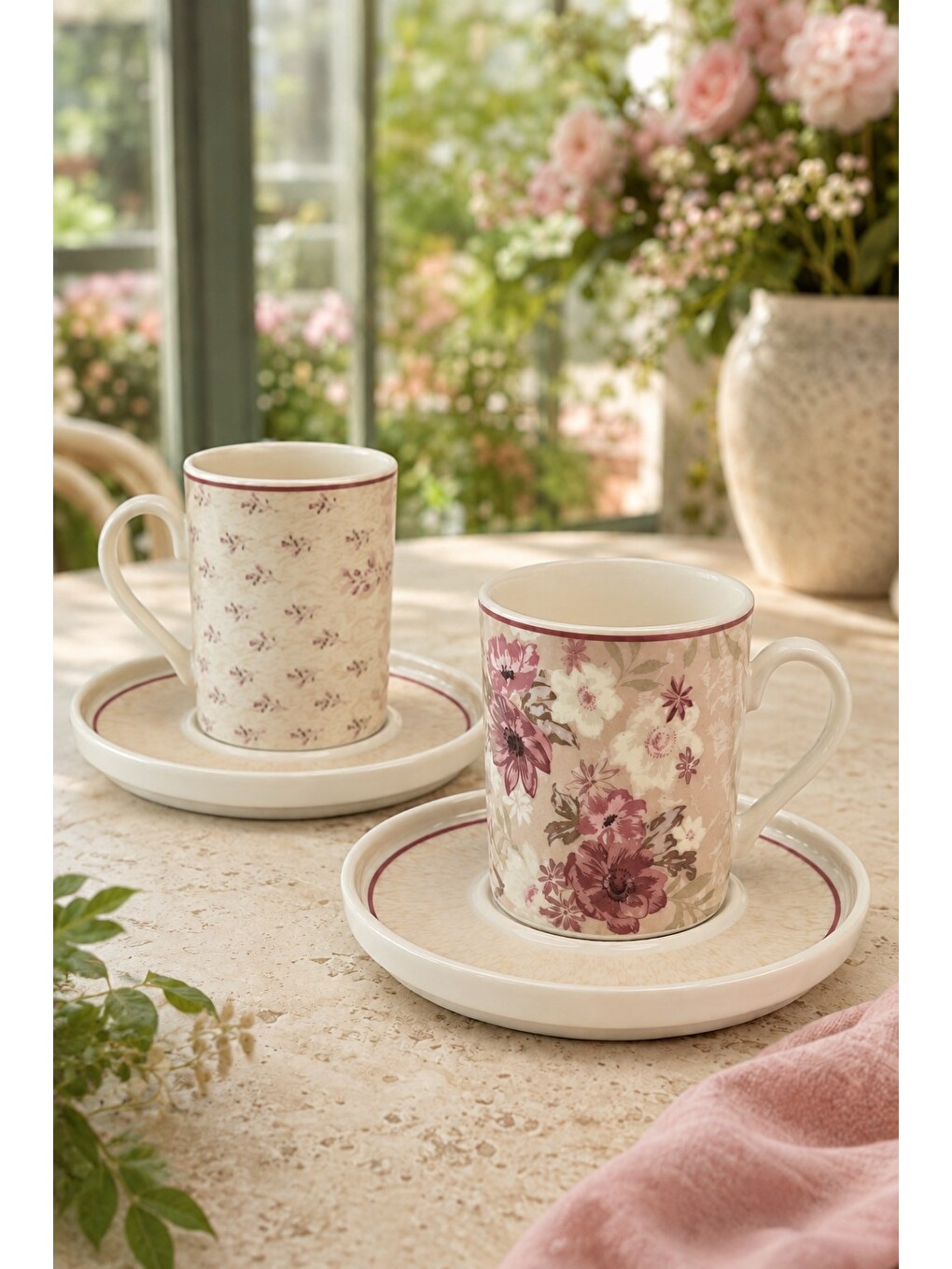 Karışık Porselen Blossom Kahve Fincan Takımı 80cc 4 Parça 2 Kişilik