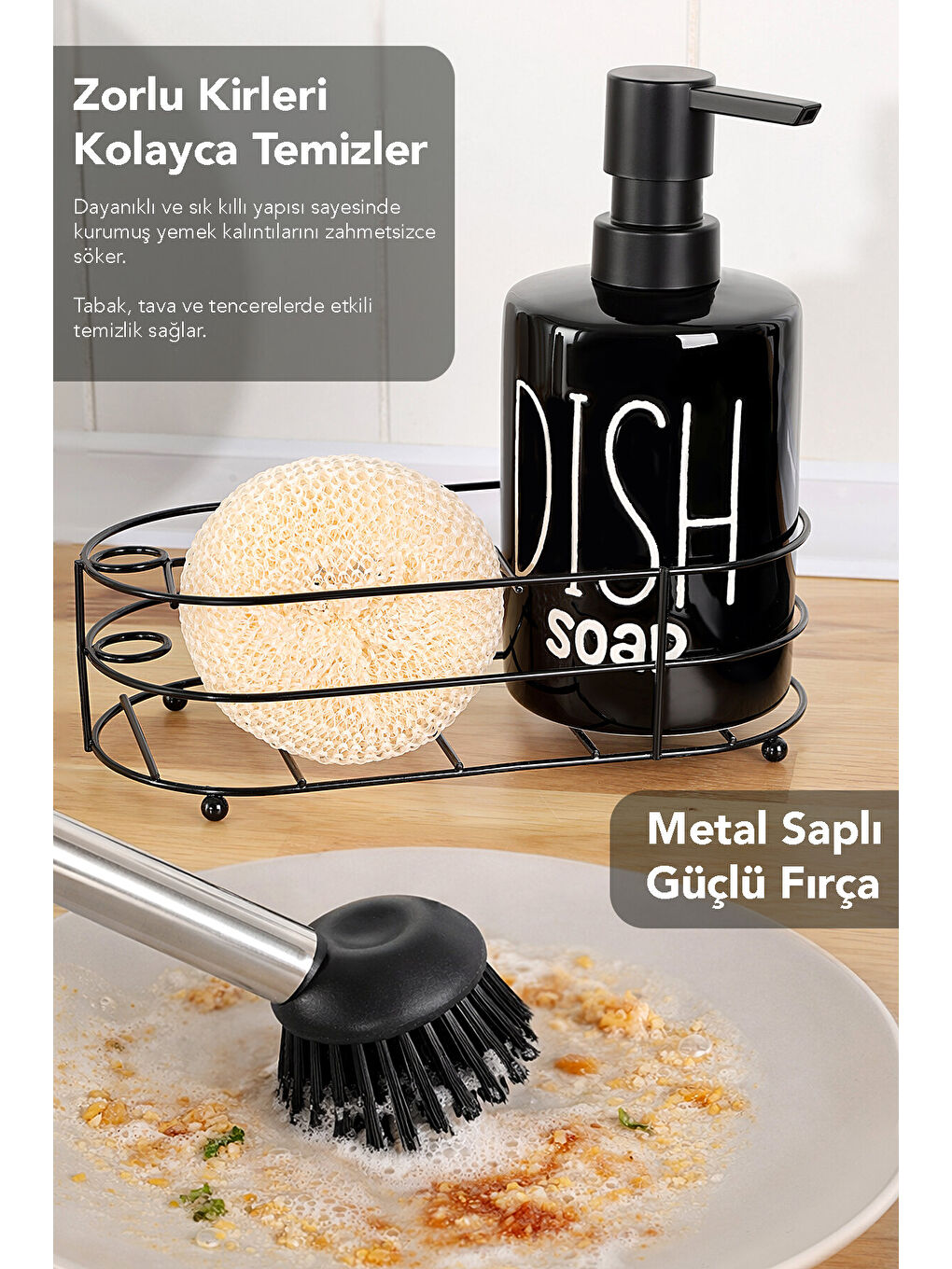 Siyah Süngerlik Bölmeli Sıvı Sabunluk-1