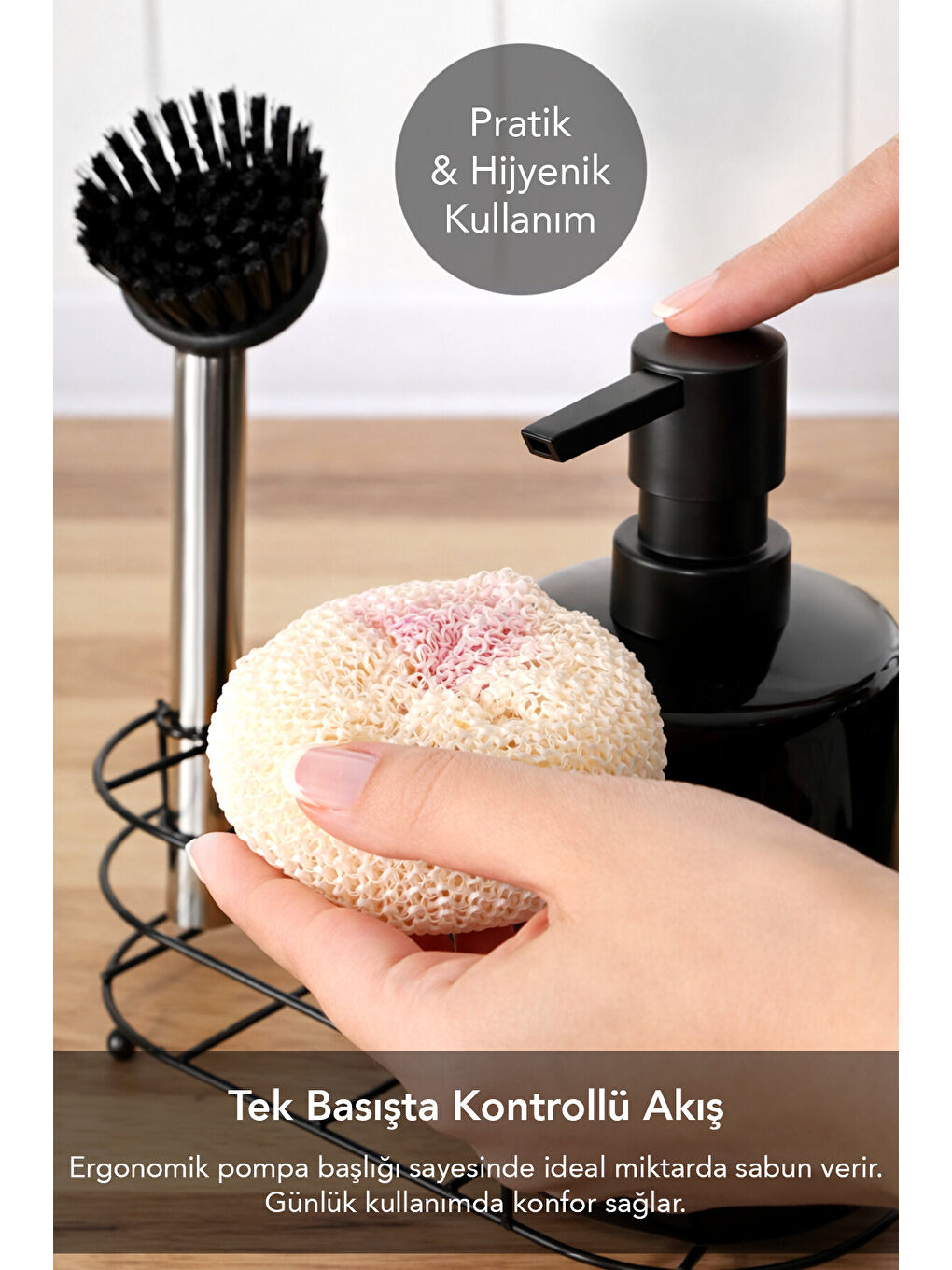 Siyah Süngerlik Bölmeli Sıvı Sabunluk-2