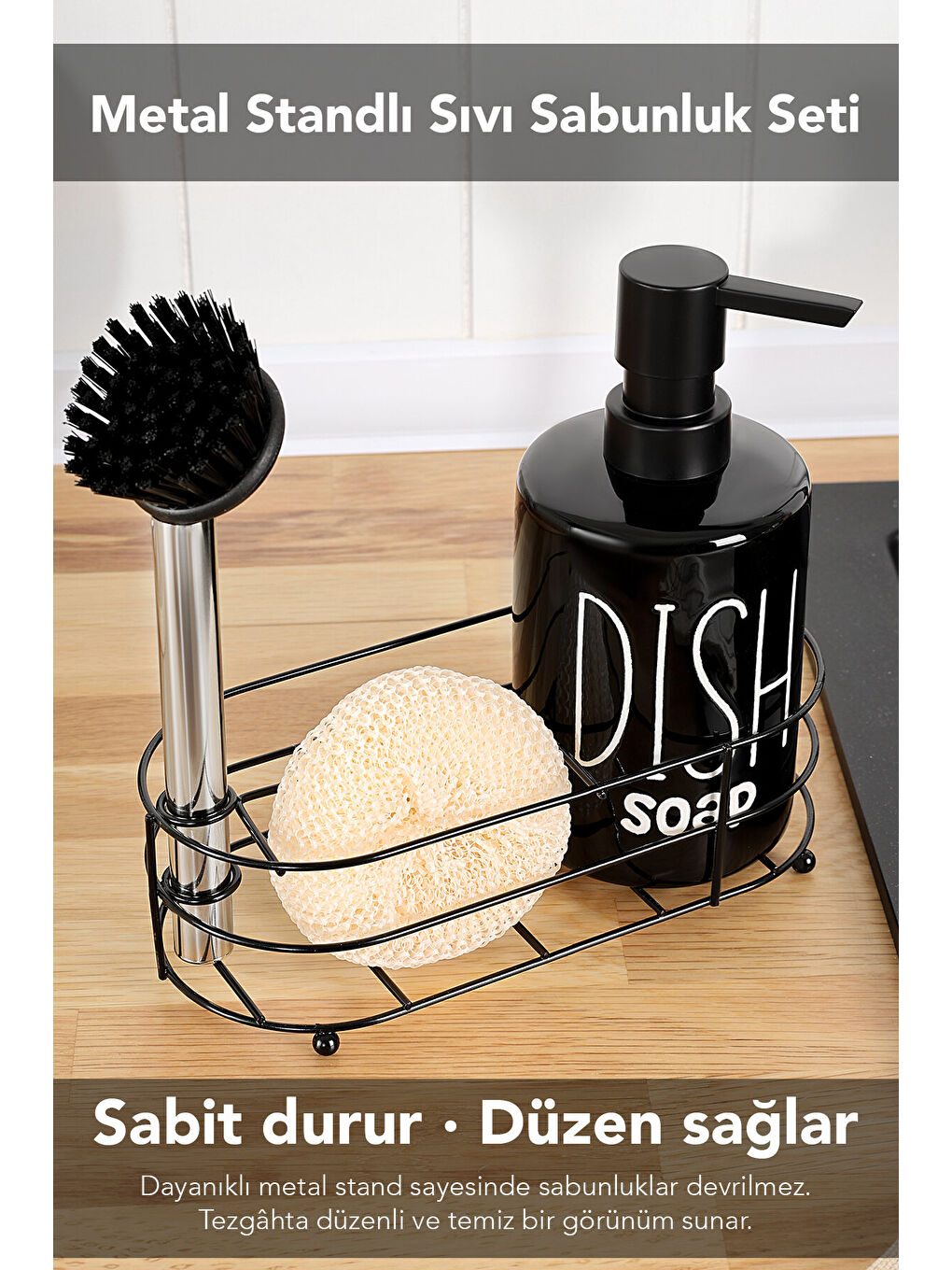 Siyah Süngerlik Bölmeli Sıvı Sabunluk-3