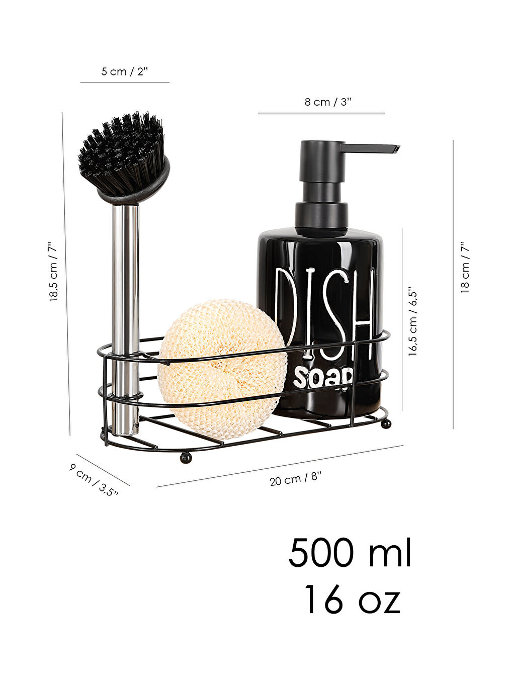 Siyah Süngerlik Bölmeli Sıvı Sabunluk-6
