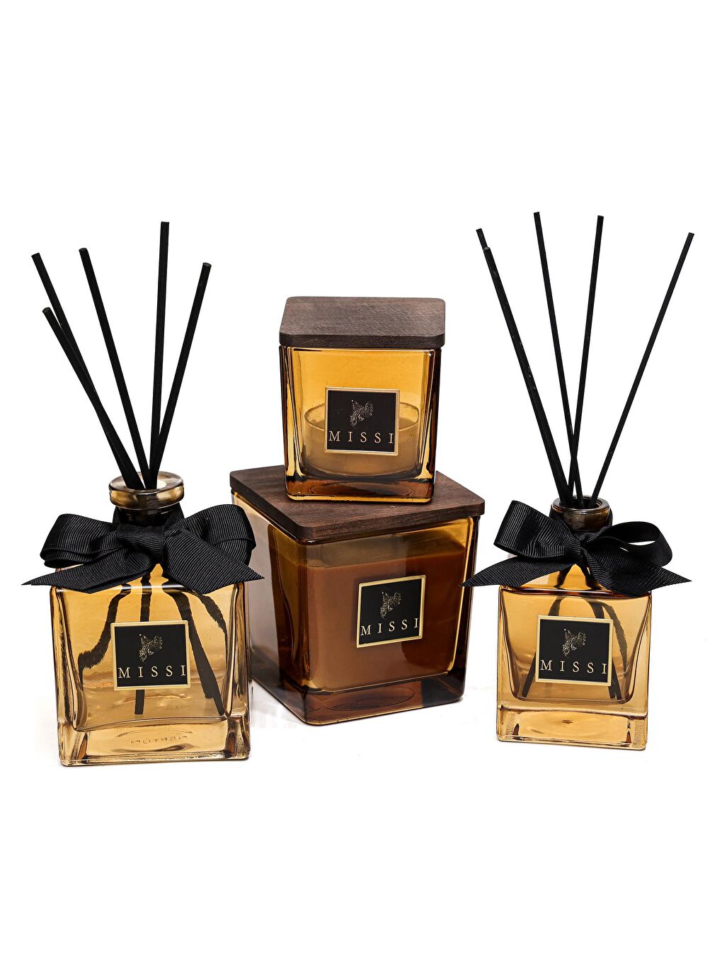 Kahverengi Simple Luxe Collection-Oud Vanilya Oda Kokusu ve Mumluk Seti-1