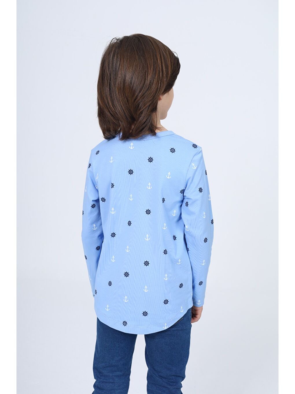 Mavi Erkek Çocuk Baskılı Tişört-1