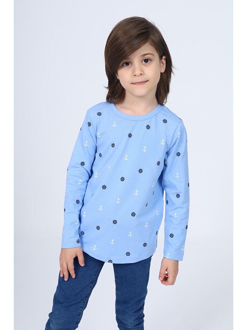 Mavi Erkek Çocuk Baskılı Tişört-2