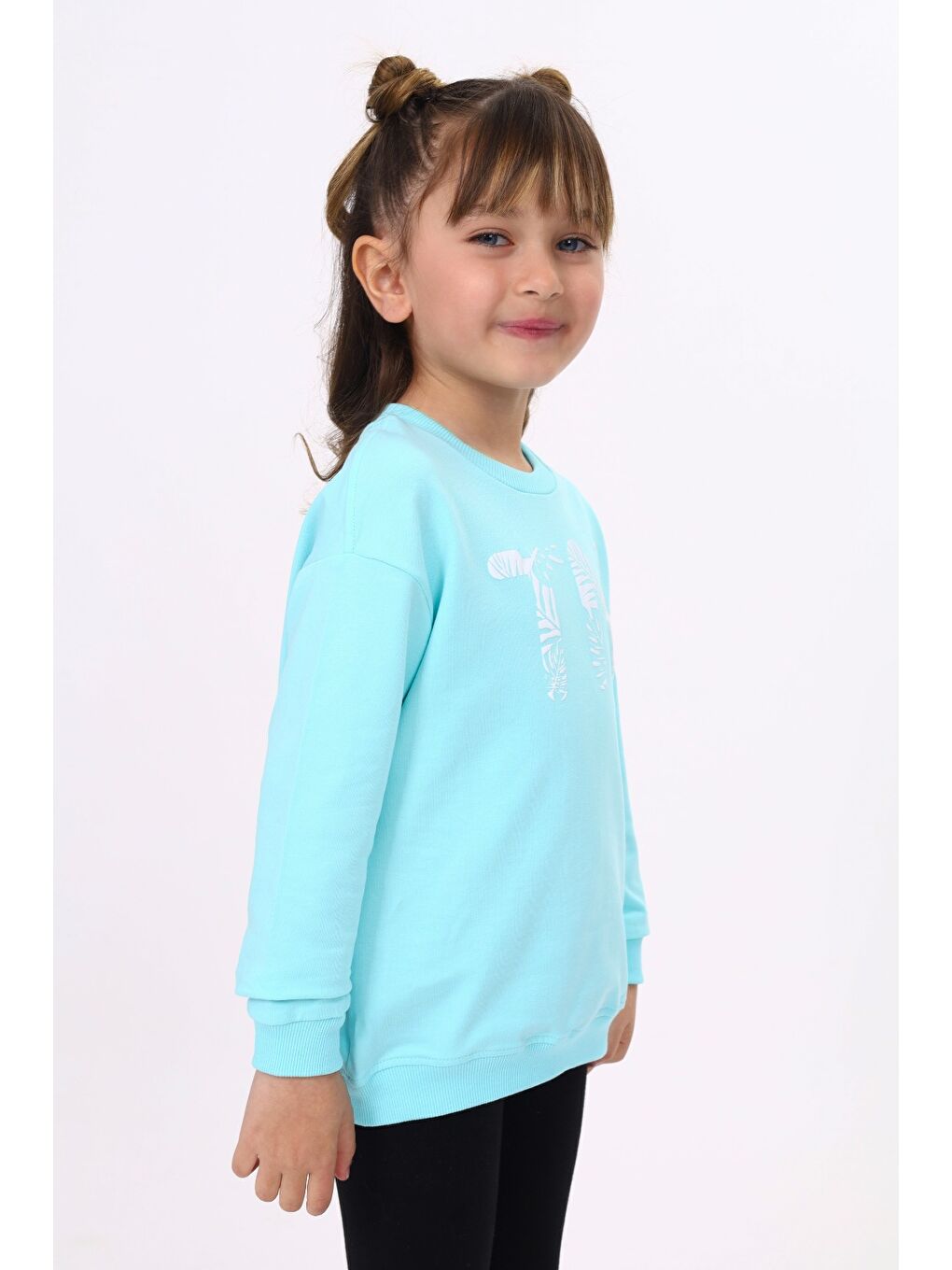 Turkuaz Kız Çocuk Baskılı Sweatshirt-2