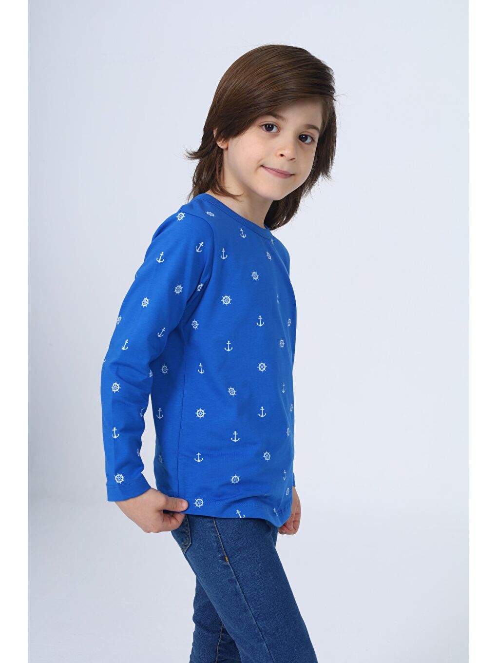 Mavi Erkek Çocuk Baskılı Tişört-1