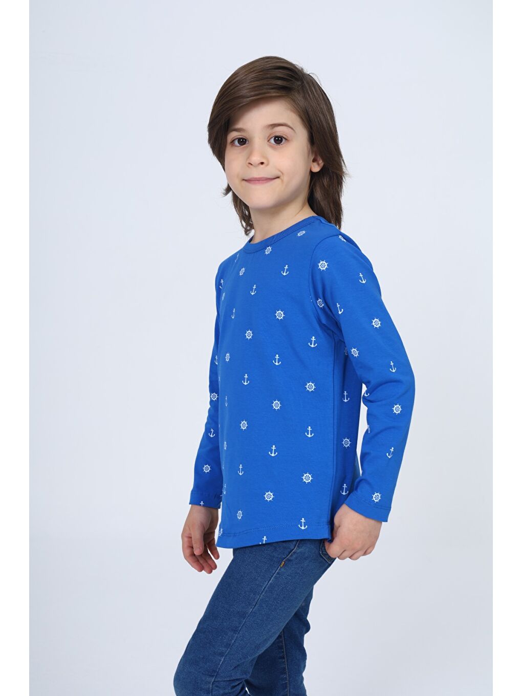 Mavi Erkek Çocuk Baskılı Tişört-3