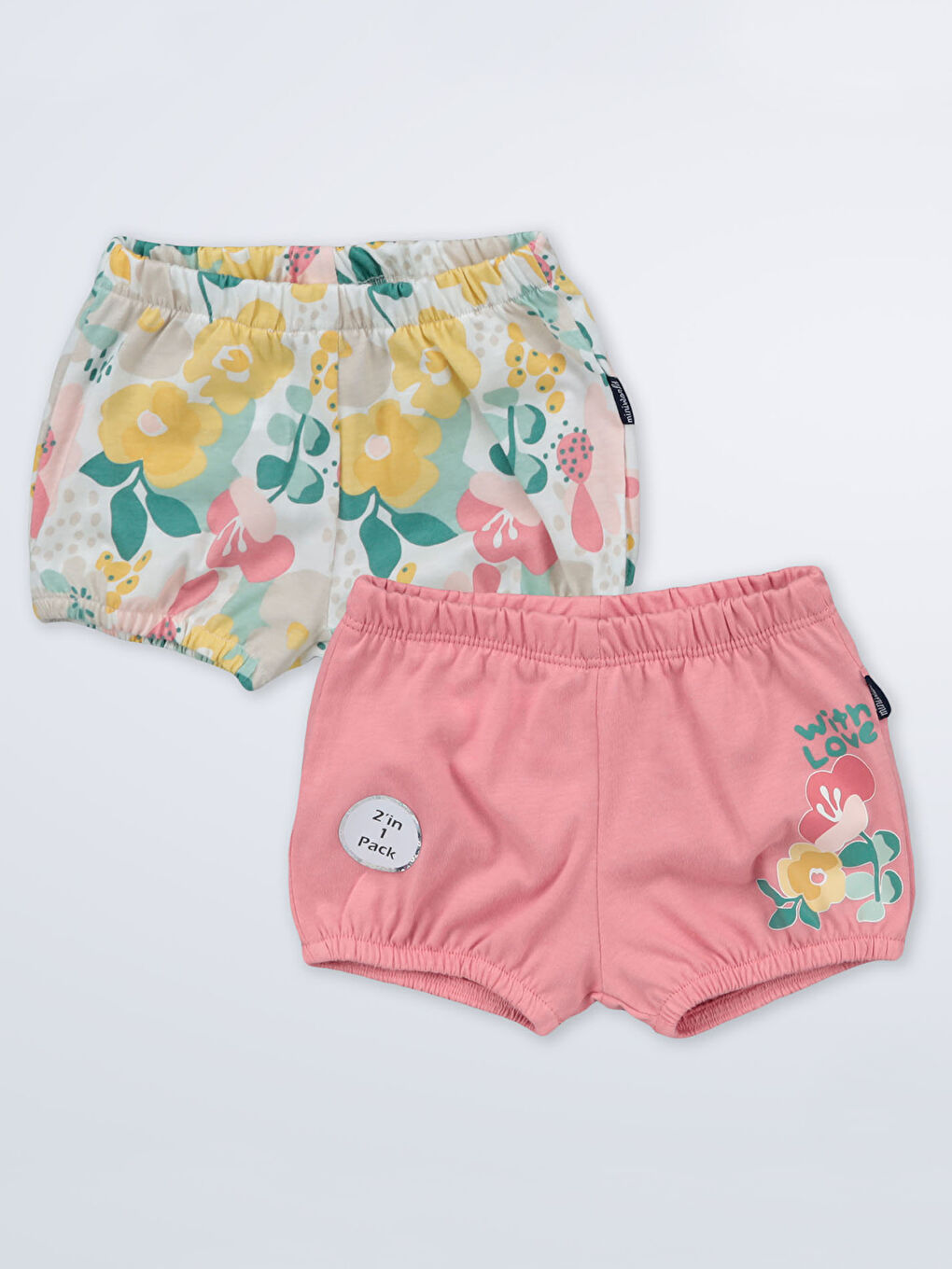 Pembe Kız Bebek 2'li Şort 3-12 Ay Gül