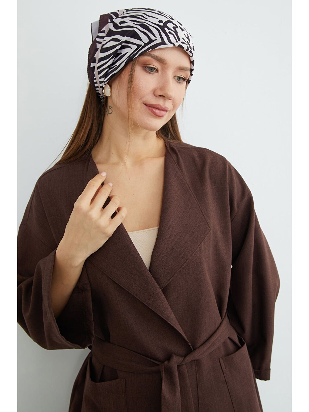 Kahverengi Beli Kuşaklı Çimalı 2 Li Takım-4