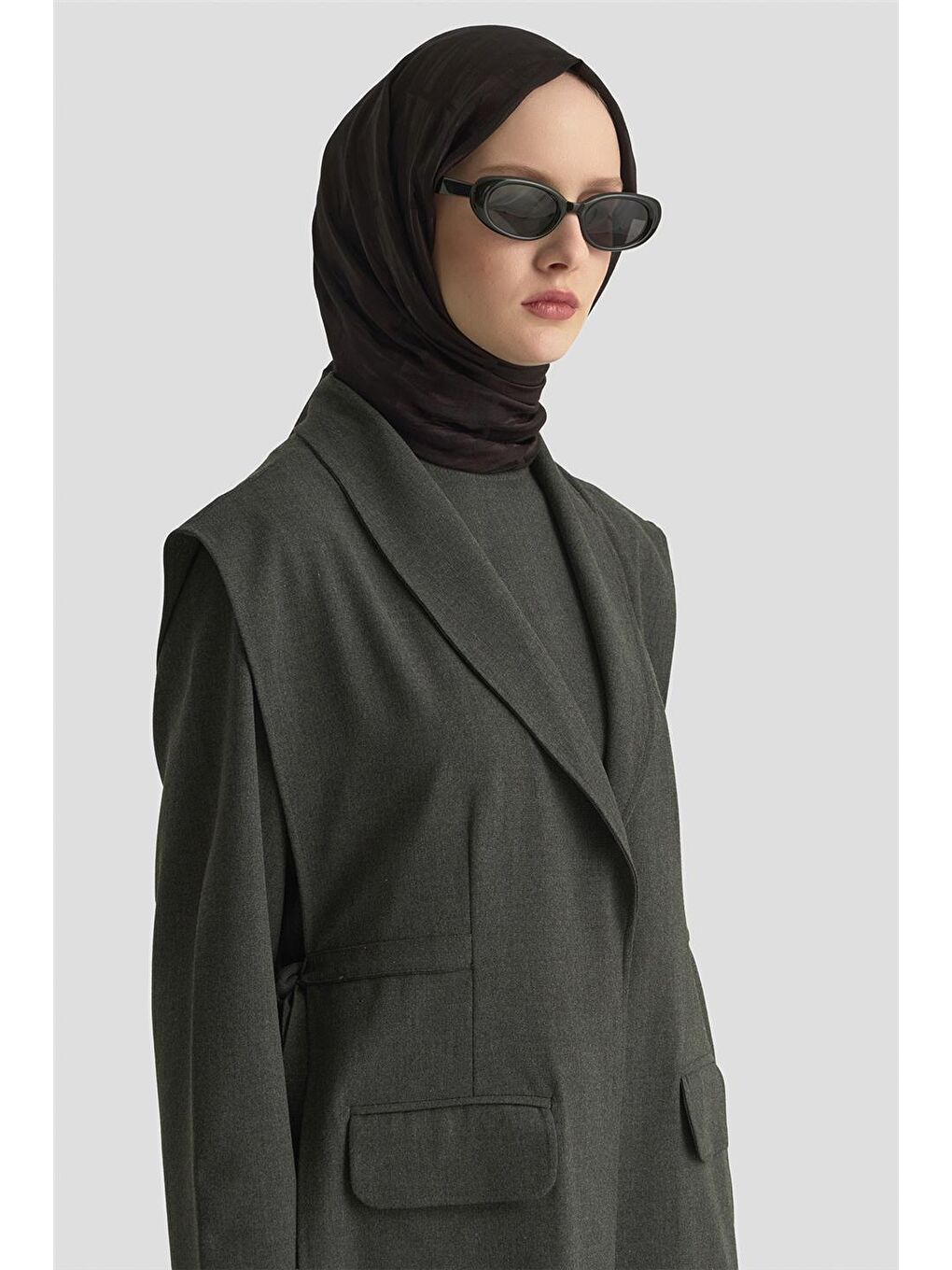 Bağlama Detaylı Ceket 25Kd1301 Antrasit-2