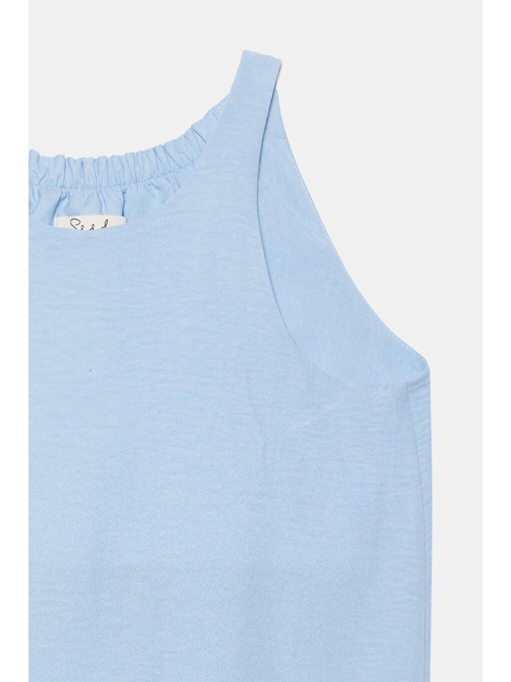 Mavi A Kesim Bisiklet Yaka Cepli Salopet Form Dokuma Elbise-2