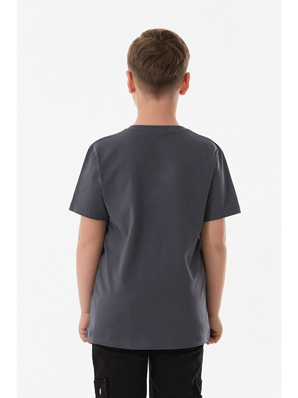 Antrasit %100 Pamuk Athletic Yazı Baskılı Erkek Çocuk Tişört-3