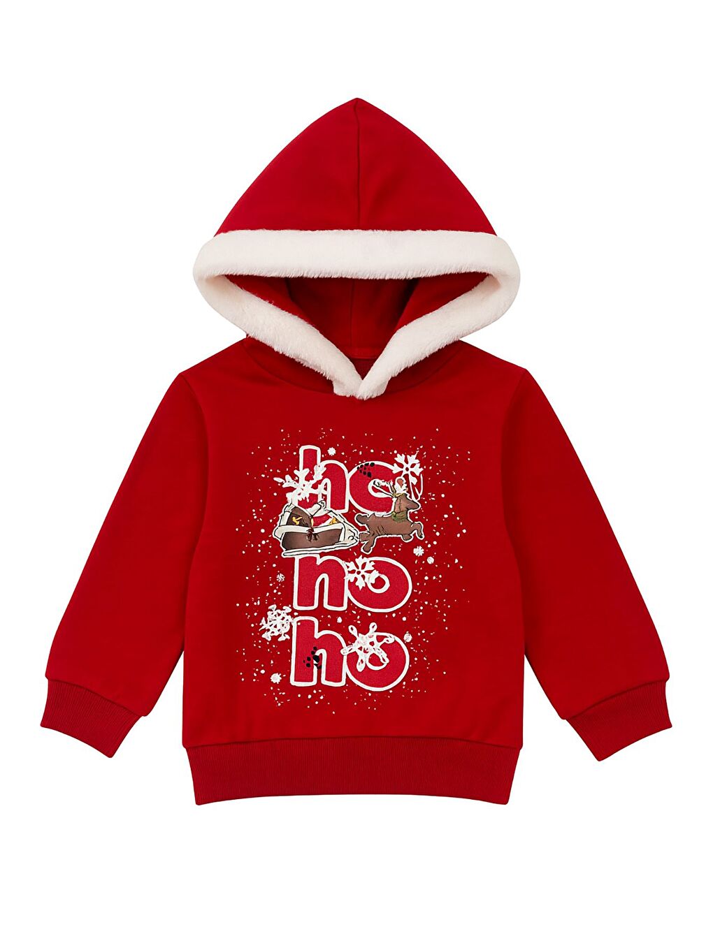 Beyaz Unisex Baskılı Kapüşonlu Sweatshirt-2