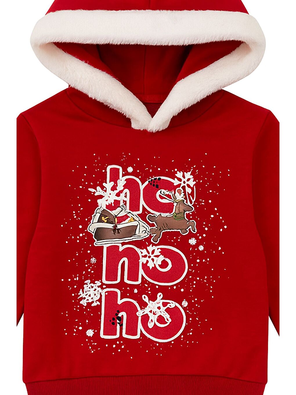 Beyaz Unisex Baskılı Kapüşonlu Sweatshirt-3