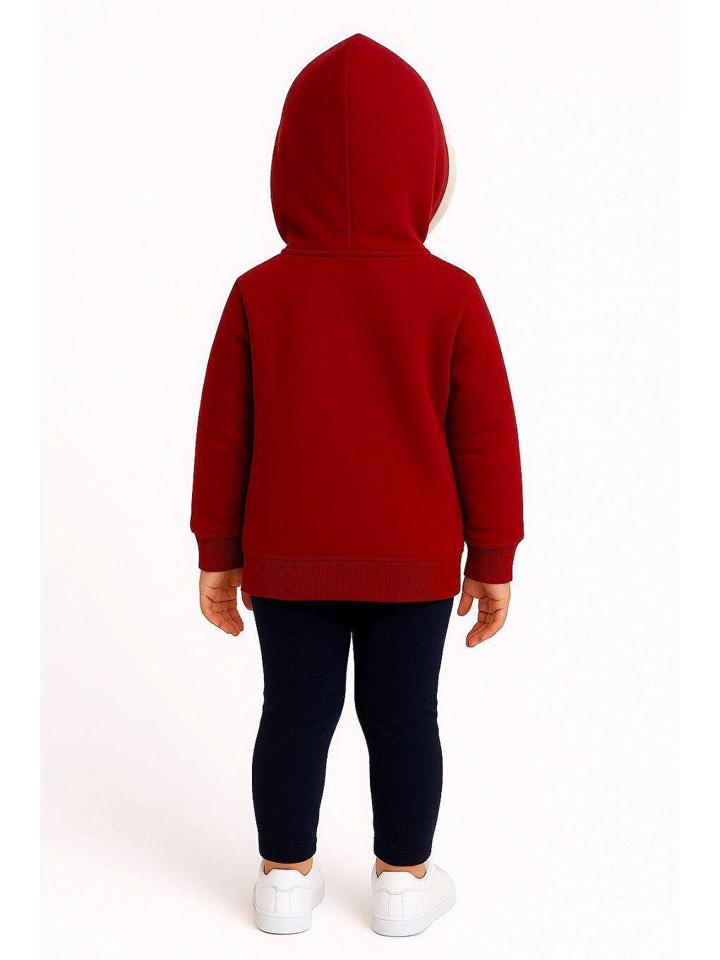 Beyaz Unisex Baskılı Kapüşonlu Sweatshirt-4