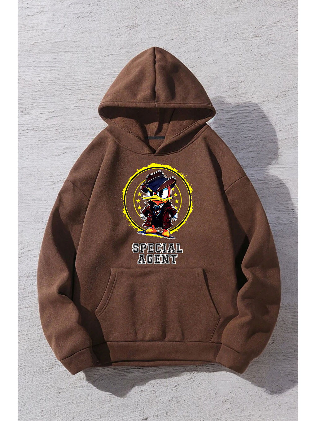 uyguntarz Açık Kahverengi Special Agent Baskılı Oversize Sweatshirt