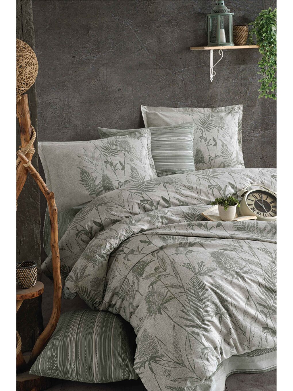 Yeşil %100 Pamuk Nevresim Takımı Çift Kişilik Tuva