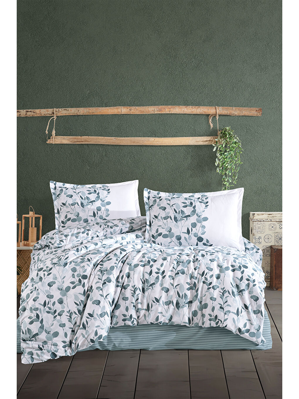 Yeşil %100 Pamuk Nevresim Takımı Çift Kişilik Putto-1