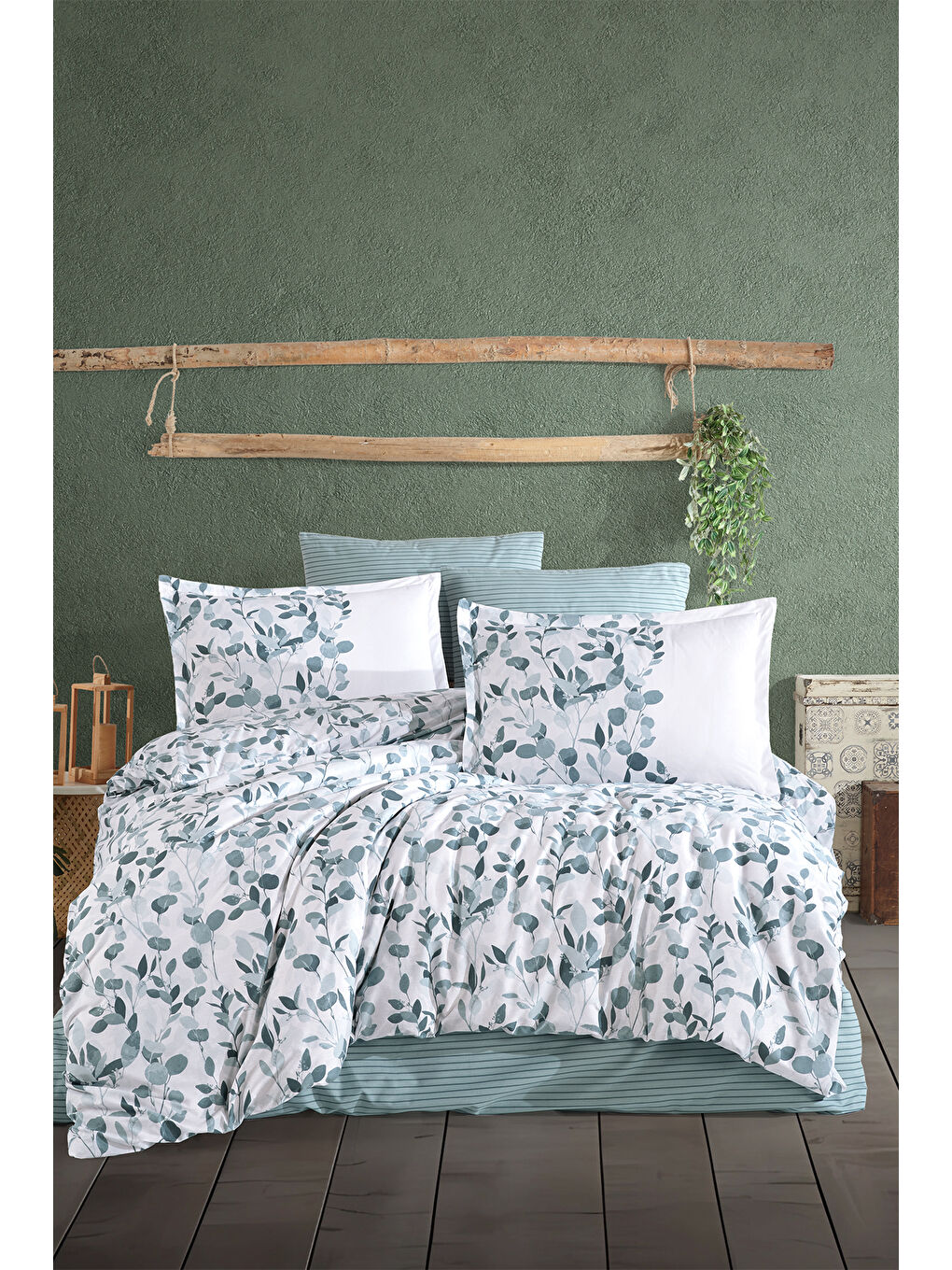 Yeşil %100 Pamuk Nevresim Takımı Çift Kişilik Putto-2