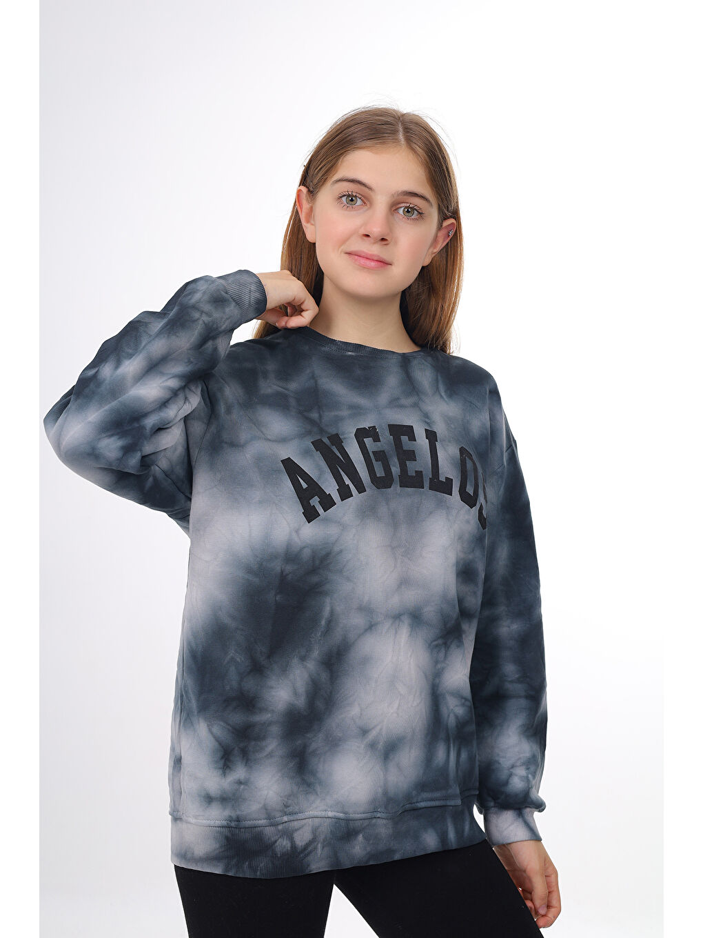 angelos Antrasit Kız Çocuk Batik Baskılı Sweatshirt px296.1