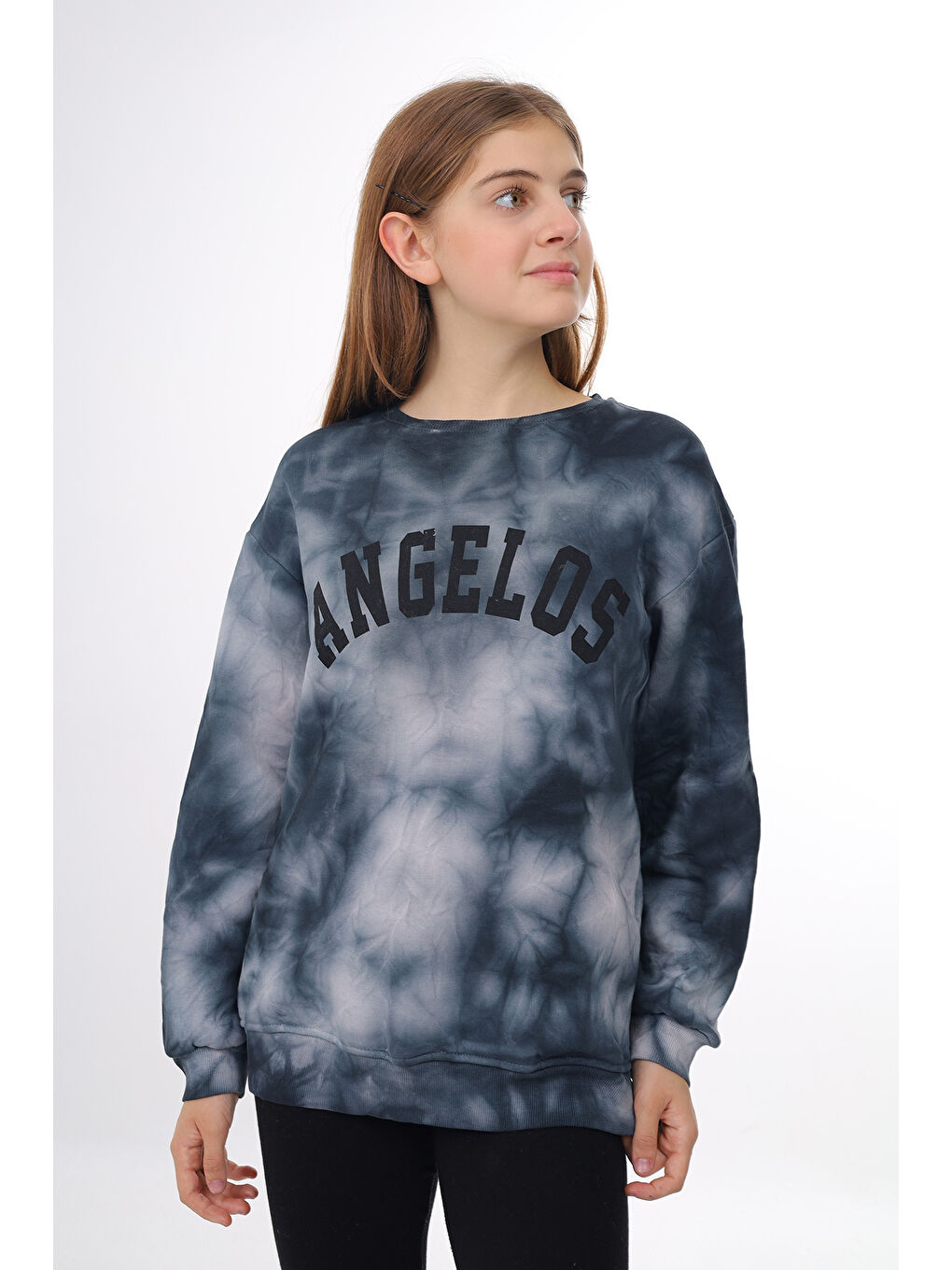 angelos Antrasit Kız Çocuk Batik Baskılı Sweatshirt px296.1 - 2