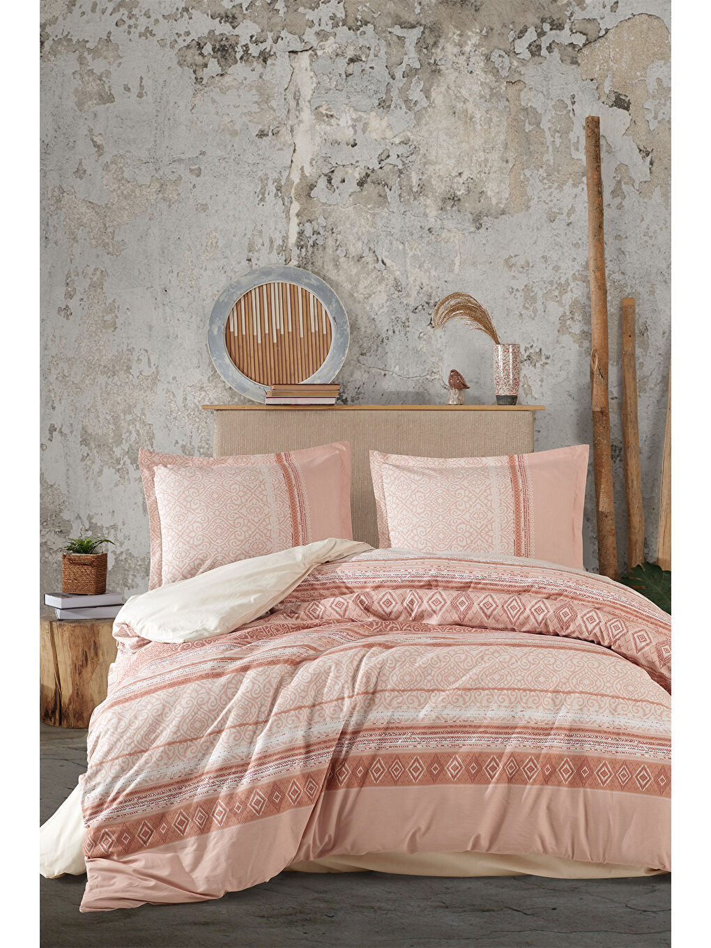 Pembe %100 Pamuk Nevresim Takımı Çift Kişilik Latrina-1