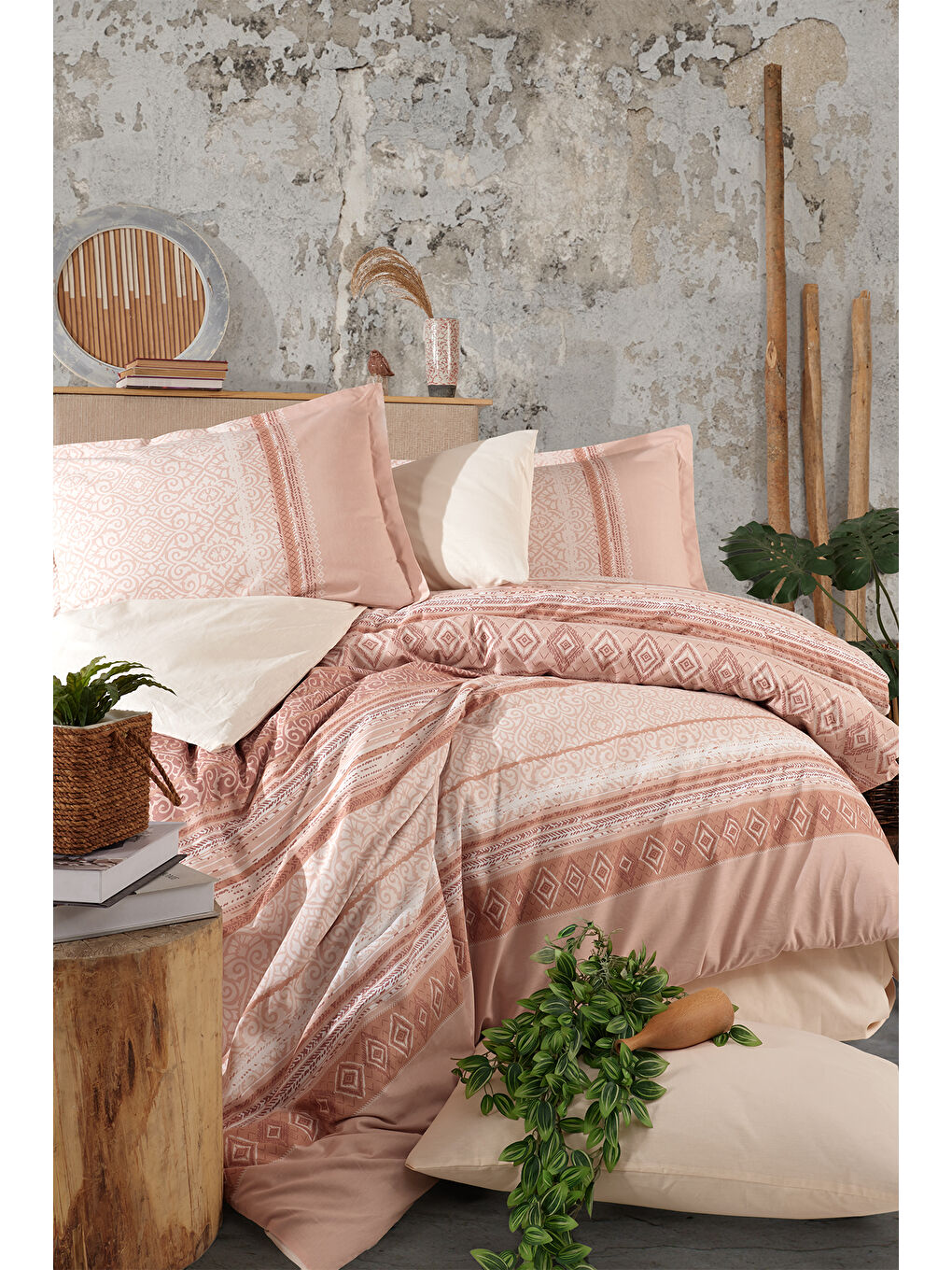 Pembe %100 Pamuk Nevresim Takımı Çift Kişilik Latrina-2