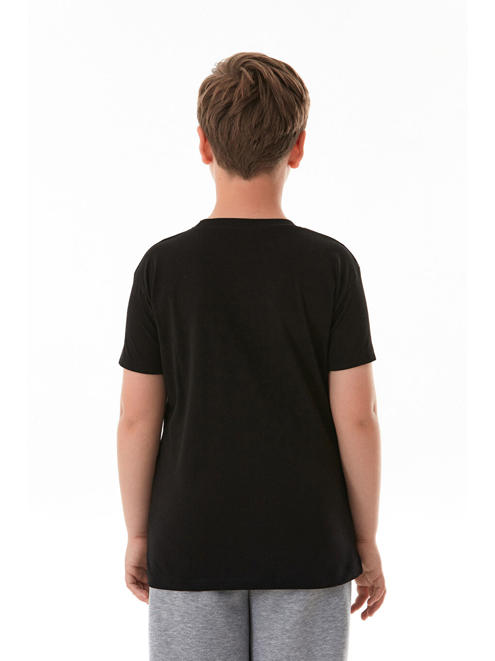 Siyah %100 Pamuk Uzay Baskılı Erkek Çocuk Tişört-2