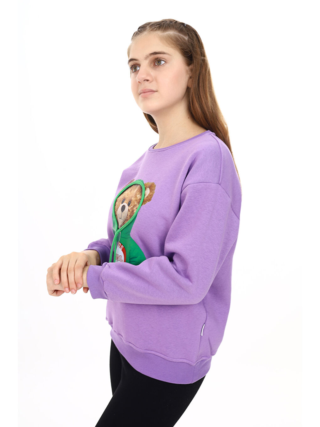 angelos Mor Kız Çocuk Ayıcık Baskılı Sweatshirt Px282.2 - 2