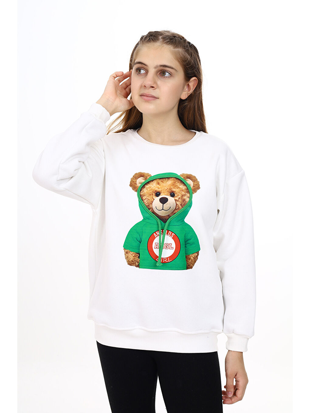 angelos Mor Kız Çocuk Ayıcık Baskılı Sweatshirt Px282.2 - 4