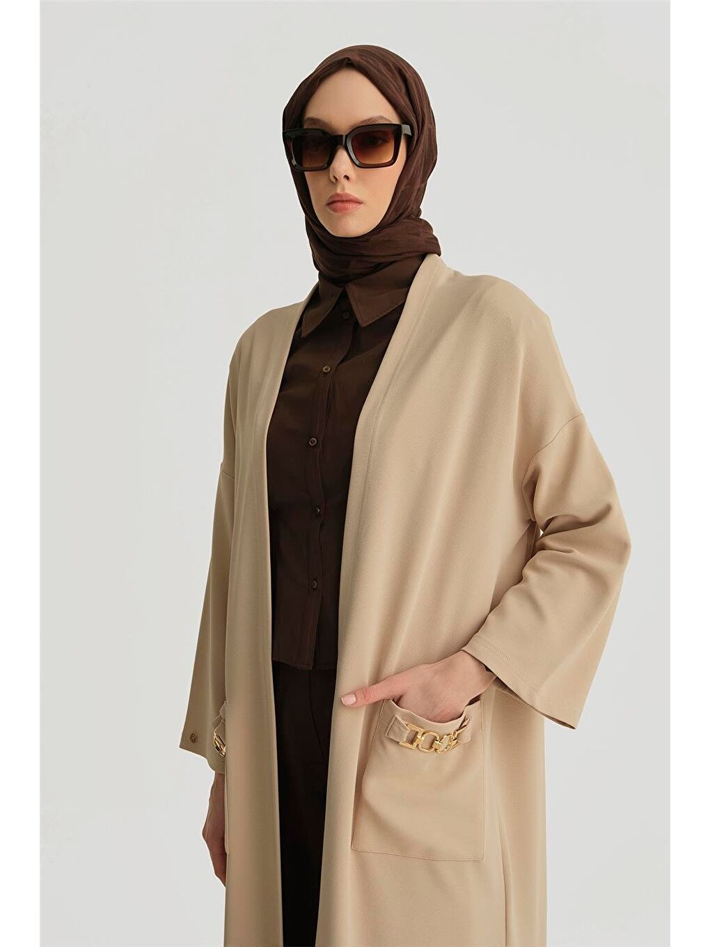 Bej Zincir Detaylı Giy Çık 25Yt521 Vizon-2