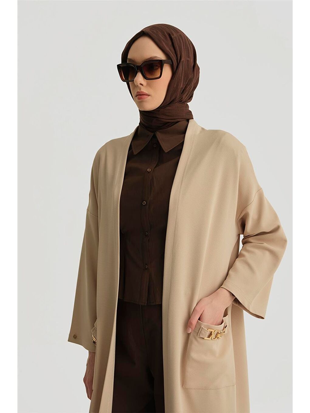 Bej Zincir Detaylı Giy Çık 25Yt521 Vizon-3