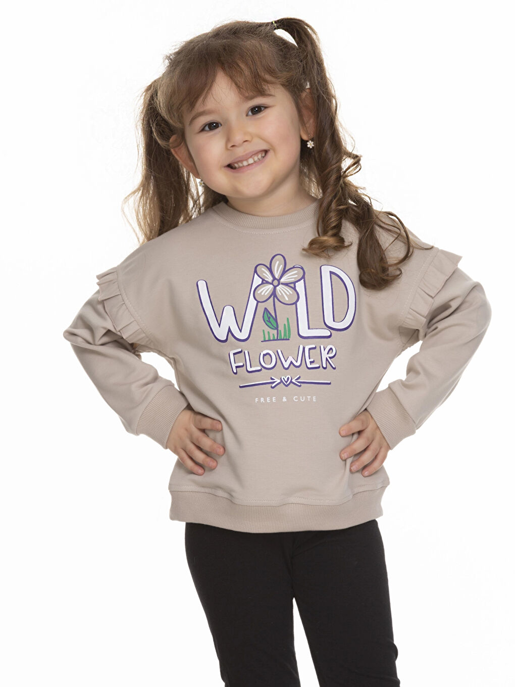 Bej Wild Flower Baskılı Sweat 6904-1