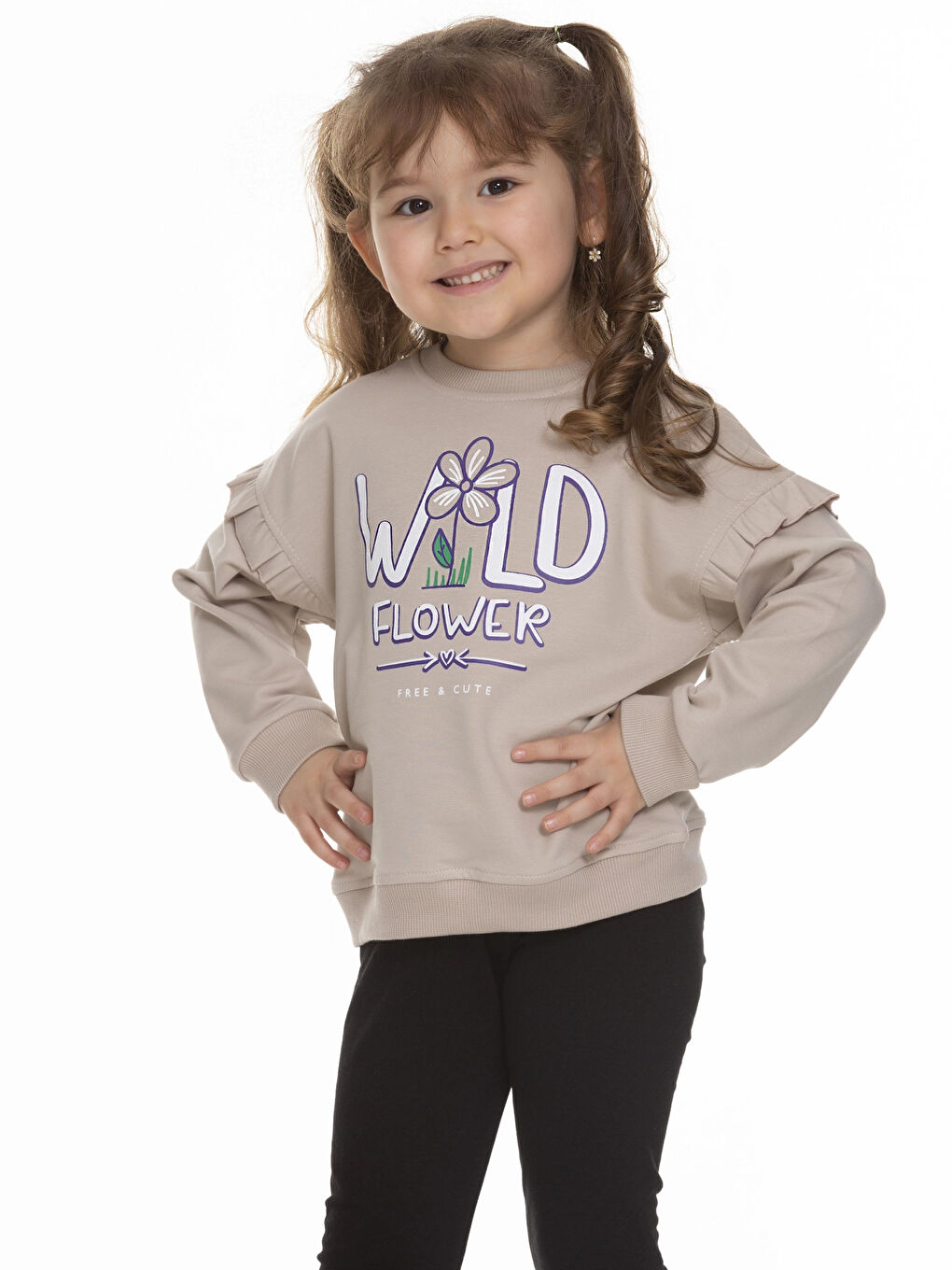 Bej Wild Flower Baskılı Sweat 6904-1-1