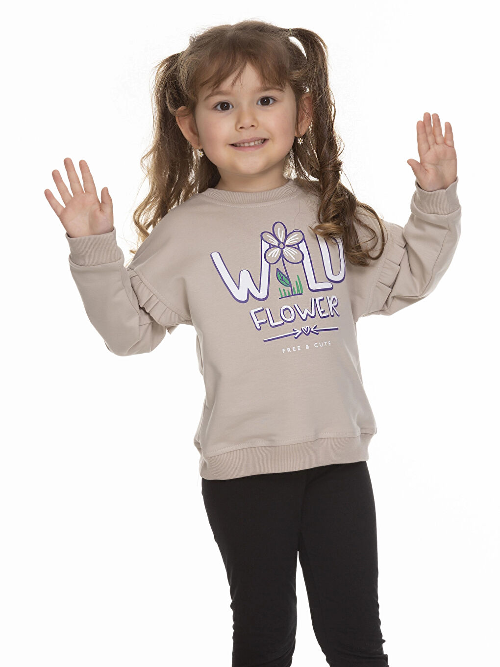 Bej Wild Flower Baskılı Sweat 6904-1-2