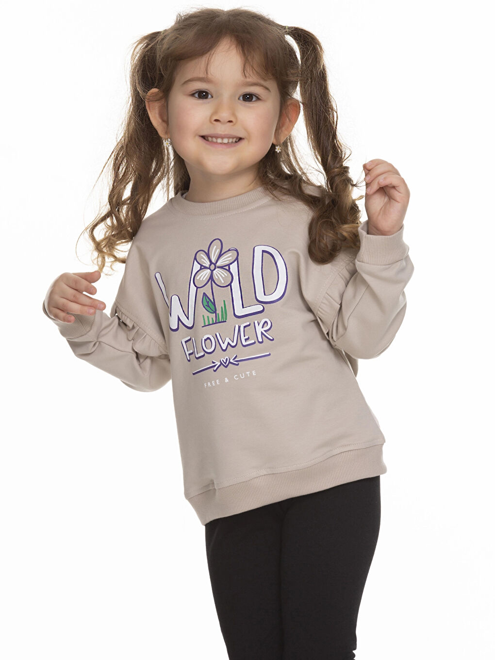 Bej Wild Flower Baskılı Sweat 6904-1-4
