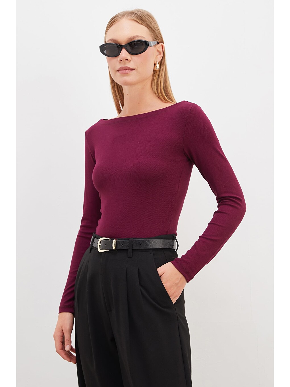 Mürdüm Basic Kayık Yaka Slim Fit Bluz-2