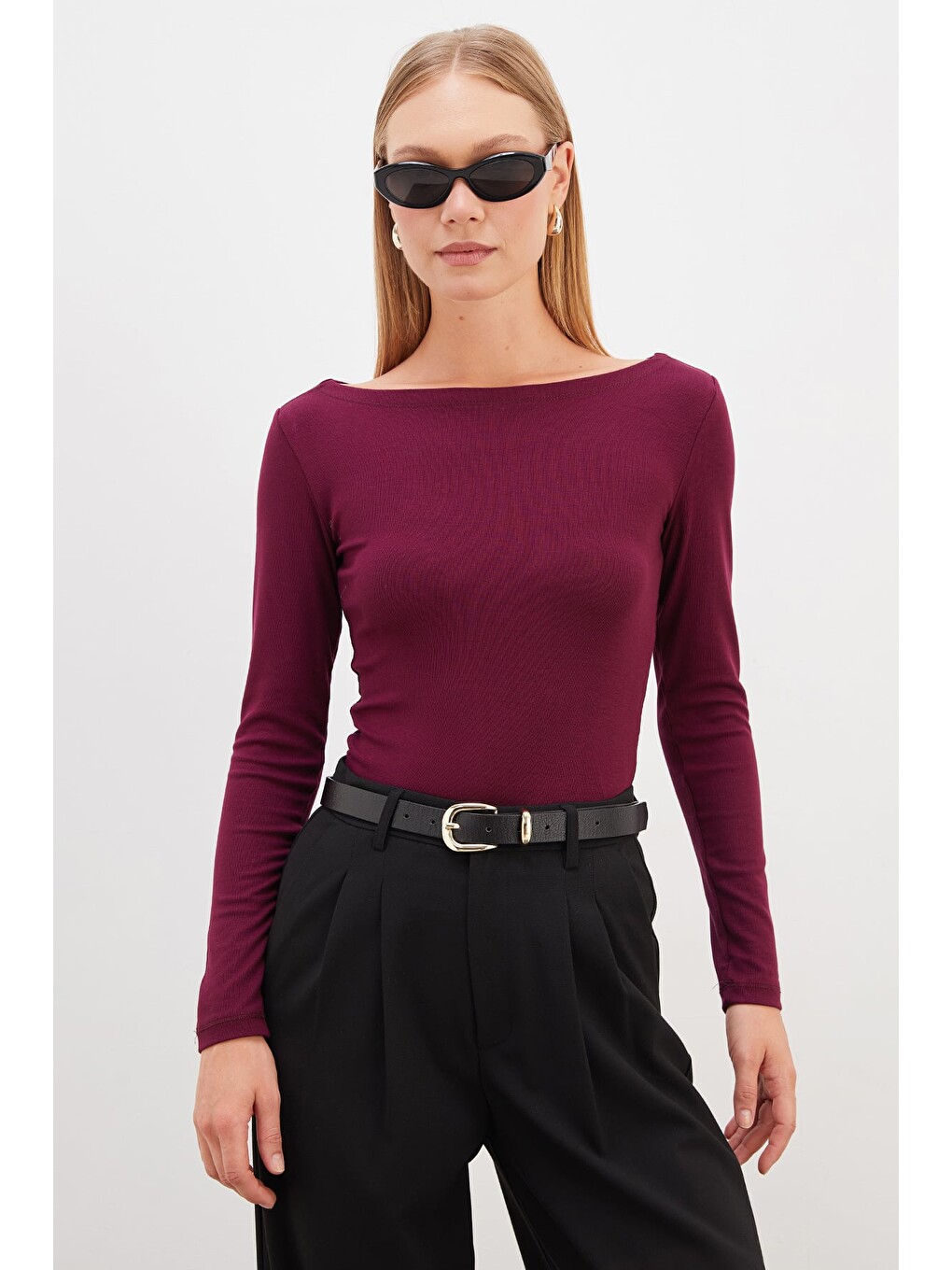 Mürdüm Basic Kayık Yaka Slim Fit Bluz-3