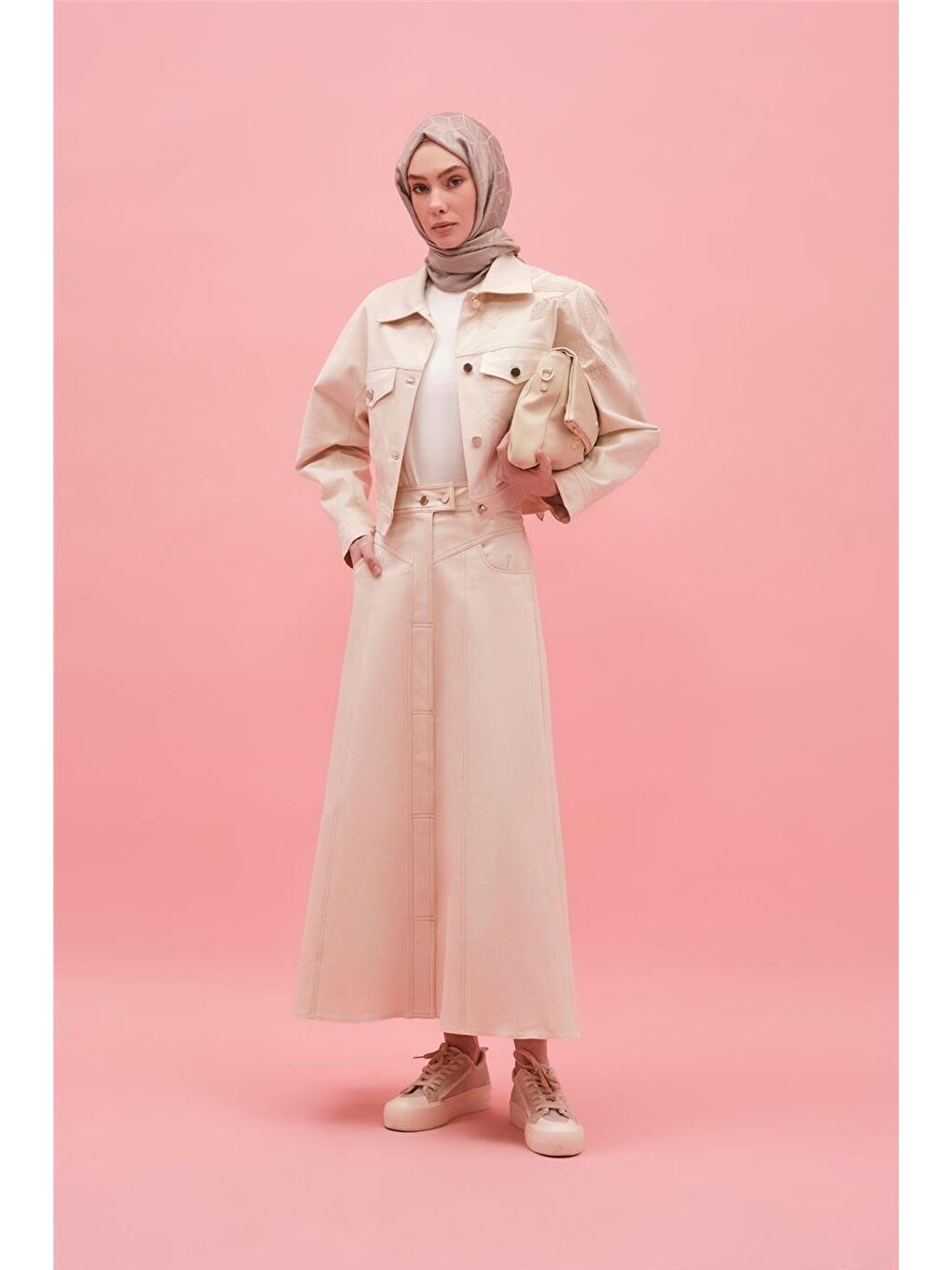 Ekru Nakışlı Natural Denim Ceket 25Y5902 Naturel